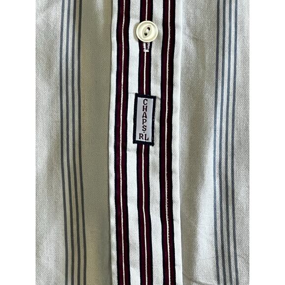 CHAPS Ralph Lauren Men's Large Vtg Y2k Preppy Button Down Cotton Dress Shirt - Picture 5 of 6